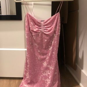 UO Kendall Crushed Pink Velvet Dress